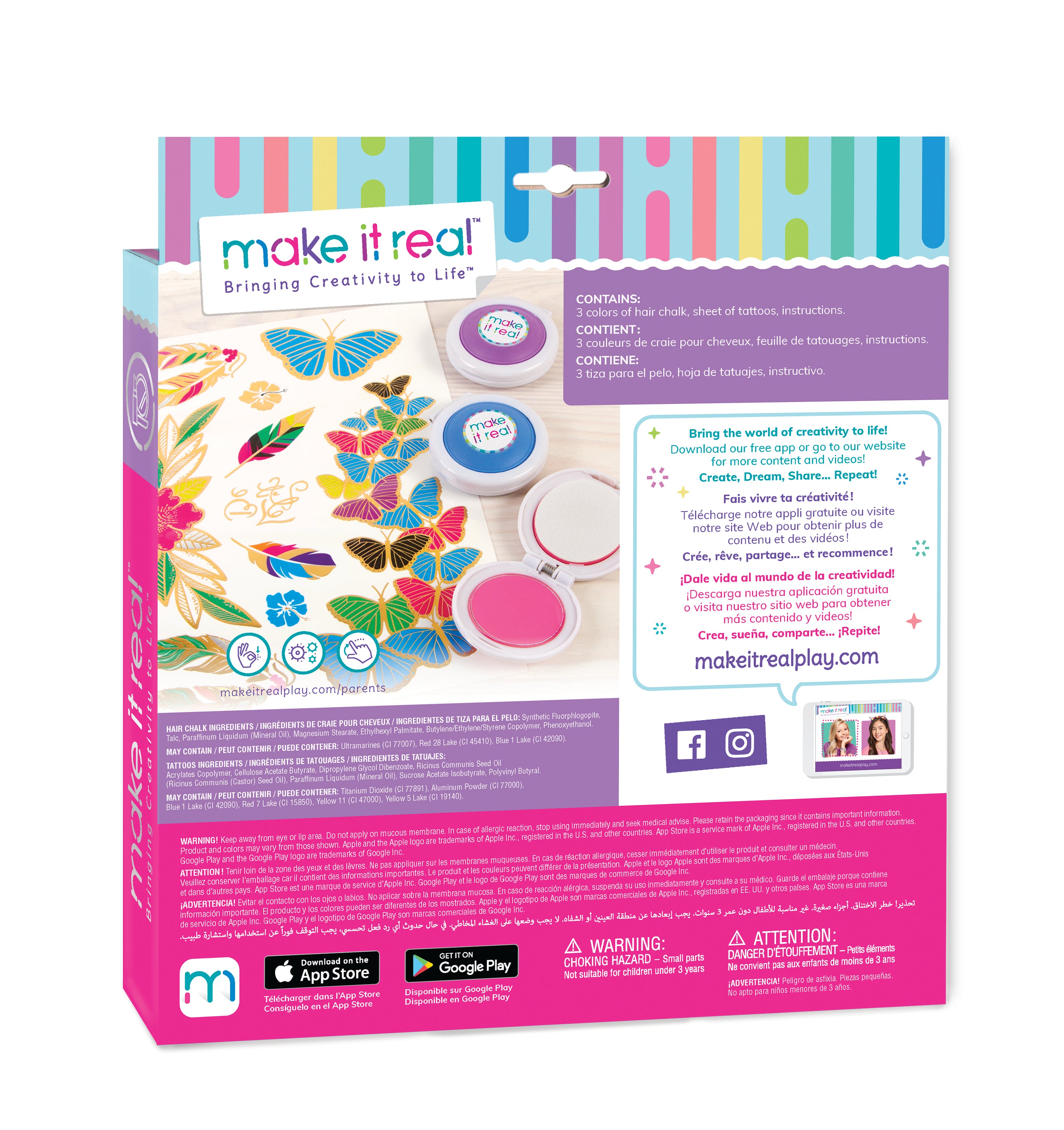 Make It Real Color Burst Hair Decoration Hair Chalk Tween Tattoo Styling Set Make It Real Color Burst Hair Decoration Hair Chalk Tween Tattoo Styling Set